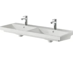 Badmöbelset 3-teilig Pelipal Serie 4035 BxHxT 120 x 200 x 45 cm Frontfarbe eiche riviera mit Waschtisch Keramik weiß und Keramik-Doppelwaschtisch Waschtischunterschrank Spiegelschrank mit LED-Beleuchtung 40351200121470