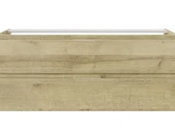 Badmöbelset 3-teilig Pelipal Serie 4035 BxHxT 120 x 200 x 45 cm Frontfarbe eiche riviera mit Waschtisch Keramik weiß und Keramik-Doppelwaschtisch Waschtischunterschrank Spiegelschrank mit LED-Beleuchtung 40351200121470