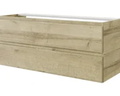 Badmöbelset 3-teilig Pelipal Serie 4035 BxHxT 120 x 200 x 45 cm Frontfarbe eiche riviera mit Waschtisch Keramik weiß und Keramik-Doppelwaschtisch Waschtischunterschrank Spiegelschrank mit LED-Beleuchtung 40351200121470