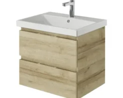 Badmöbelset 3-teilig Pelipal Serie 4035 BxHxT 60 x 200 x 45 cm Frontfarbe eiche riviera mit Waschtisch Keramik weiß und Keramik-Waschtisch Waschtischunterschrank Spiegelschrank mit LED-Beleuchtung 40350600121470