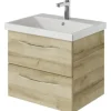 Badmöbelset 3-teilig Pelipal Serie 4035 BxHxT 60 x 200 x 45 cm Frontfarbe eiche riviera mit Waschtisch Keramik weiß und Keramik-Waschtisch Waschtischunterschrank Spiegelschrank mit LED-Beleuchtung Griff chrom glanz 40350600111470