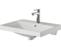 Badmöbelset 3-teilig Pelipal Serie 4035 BxHxT 60 x 200 x 45 cm Frontfarbe eiche riviera mit Waschtisch Keramik weiß und Keramik-Waschtisch Waschtischunterschrank Spiegelschrank mit LED-Beleuchtung Griff chrom glanz 40350600111470