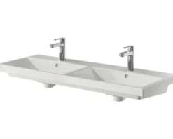 Badmöbelset 3-teilig Pelipal Serie 4035 BxHxT 120 x 200 x 45 cm Frontfarbe grau mit Waschtisch Keramik weiß und Keramik-Doppelwaschtisch Waschtischunterschrank Spiegelschrank mit LED-Beleuchtung 40351200121030