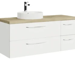 Badmöbelset 4-teilig Pelipal Serie 4035 BxHxT 118 x 61,2 x 44,5 cm Frontfarbe weiß mit Waschtisch Keramik weiß Griff chrom glanz 40351200211500