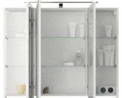 Badmöbelset 3-teilig Pelipal Serie 4035 BxHxT 90 x 200 x 45 cm Frontfarbe weiß mit Waschtisch Keramik weiß und Keramik-Waschtisch Waschtischunterschrank Spiegelschrank mit LED-Beleuchtung Griff chrom glanz 40350900111150