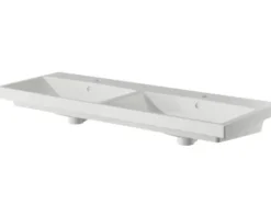 Badmöbelset 3-teilig Pelipal Serie 4035 BxHxT 120 x 200 x 45 cm Frontfarbe weiß mit Waschtisch Keramik weiß und Keramik-Doppelwaschtisch Waschtischunterschrank Spiegelschrank mit LED-Beleuchtung 40351200121150