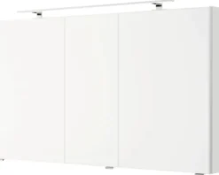 Badmöbelset 3-teilig Pelipal Serie 4035 BxHxT 120 x 200 x 45 cm Frontfarbe weiß mit Waschtisch Keramik weiß und Keramik-Doppelwaschtisch Waschtischunterschrank Spiegelschrank mit LED-Beleuchtung 40351200121150
