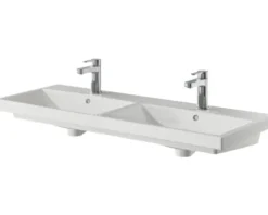 Badmöbelset 3-teilig Pelipal Serie 4035 BxHxT 120 x 200 x 45 cm Frontfarbe weiß mit Waschtisch Keramik weiß und Keramik-Doppelwaschtisch Waschtischunterschrank Spiegelschrank mit LED-Beleuchtung 40351200121150