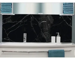Badrückwand mySPOTTI aqua Marmor black 90x45 cm