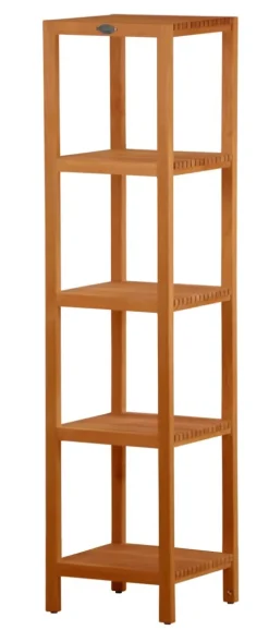 Badregal Holz Nevio Badezimmerregal hoch Regalturm Teak Massivholz Regal premium 166 cm