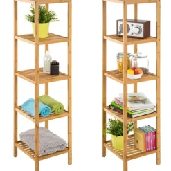 Badregal tectake Paola aus Bambus 33 x 33 x 141 cm