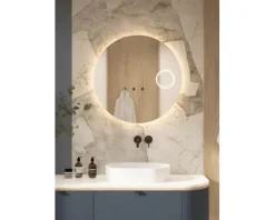 Badspiegel Spiegel Cordia ROUND LINE MIRROR WITH COSMETIC MIRROR Ø 80 cm IP 44