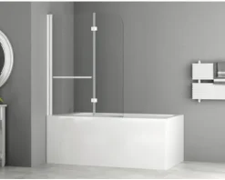 basano Badewannenaufsatz 2-teilig Drena 112 x 140 cm Klarglas Profilfarbe weiß matt