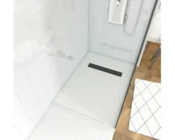 Befliesbares Duschelement Aurlane Showerplate 80 x 120 x 4 cm Rinnenabdeckung schwarz matt FAC343