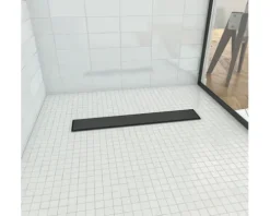 Befliesbares Duschelement Aurlane Showerplate 80 x 120 x 4 cm Rinnenabdeckung schwarz matt FAC343