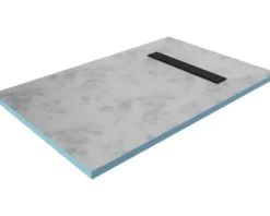 Befliesbares Duschelement Aurlane Showerplate 80 x 120 x 4 cm Rinnenabdeckung schwarz matt FAC343