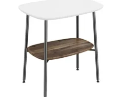 Beistelltisch VitrA Plural BxHxT 56,5 x 59 x 41,5 cm Ablagen weiß hochglanz / Eiche und Fußgestell schwarz matt