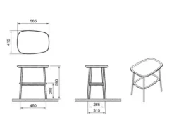 Beistelltisch VitrA Plural BxHxT 56,5 x 59 x 41,5 cm Ablagen weiß hochglanz / Eiche und Fußgestell schwarz matt