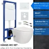 Belvit Spülrandloses Hänge Dusch-WC Komplettset mit Taharet Kalt/-Warmwasserarmatur inkl. Vorwandelement, Softclose WC-Sitz und Drückerplatte weiß