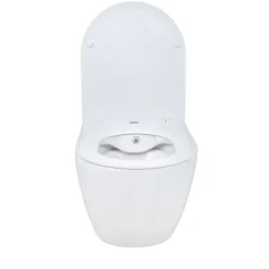 Belvit Spülrandloses Hänge Dusch-WC Komplettset mit Taharet Kalt/-Warmwasserarmatur inkl. Vorwandelement, Softclose WC-Sitz und Drückerplatte weiß