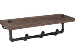 BERLINLODGE Wandgarderobe HxBxT 16x60x25cm Ablageregal Hängegarderobe Garderobenpaneel Industriedesign Braun