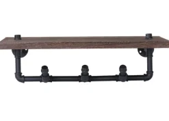 BERLINLODGE Wandgarderobe HxBxT 16x60x25cm Ablageregal Hängegarderobe Garderobenpaneel Industriedesign Braun
