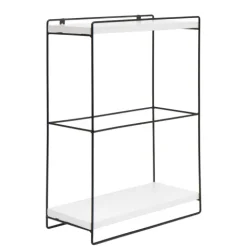 BERLINLODGE Wandregal HxBxT 50x35x17cm Massiv-Holz Metall Industrial 2 Regalböden Weiß Hängeregal Regal Küchenregal