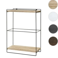 BERLINLODGE Wandregal HxBxT 50x35x17cm Massiv-Holz Metall Industrial 2 Regalböden Weiß Hängeregal Regal Küchenregal