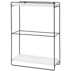 BERLINLODGE Wandregal HxBxT 50x35x17cm Massiv-Holz Metall Industrial 2 Regalböden Weiß Hängeregal Regal Küchenregal