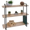 BERLINLODGE Wandregal HxBxT 60x60x18cm 3 Regalböden Massiv-Holz Industrial Natur Hängeregal Schweberegal