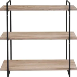 BERLINLODGE Wandregal HxBxT 60x60x18cm 3 Regalböden Massiv-Holz Industrial Natur Hängeregal Schweberegal