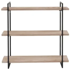 BERLINLODGE Wandregal HxBxT 60x60x18cm 3 Regalböden Massiv-Holz Industrial Natur Hängeregal Schweberegal