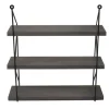 BERLINLODGE Wandregal HxBxT 40x40x13cm 3 Regalböden Metall Massiv-Holz Industrial Dunkelgrau| Hängeregal Schweberegal Regal