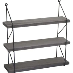 BERLINLODGE Wandregal HxBxT 40x40x13cm 3 Regalböden Metall Massiv-Holz Industrial Dunkelgrau| Hängeregal Schweberegal Regal