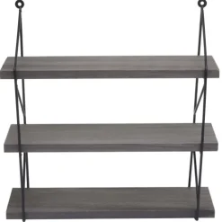 BERLINLODGE Wandregal HxBxT 40x40x13cm 3 Regalböden Metall Massiv-Holz Industrial Dunkelgrau| Hängeregal Schweberegal Regal
