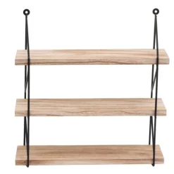 BERLINLODGE Wandregal HxBxT 40x40x13cm 3 Regalböden Metall Massiv-Holz Industrial Natur| Hängeregal Schweberegal Regal