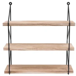 BERLINLODGE Wandregal HxBxT 40x40x13cm 3 Regalböden Metall Massiv-Holz Industrial Natur| Hängeregal Schweberegal Regal
