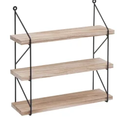 BERLINLODGE Wandregal HxBxT 40x40x13cm 3 Regalböden Metall Massiv-Holz Industrial Natur| Hängeregal Schweberegal Regal