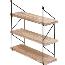 BERLINLODGE Wandregal HxBxT 40x40x13cm 3 Regalböden Metall Massiv-Holz Industrial Natur| Hängeregal Schweberegal Regal