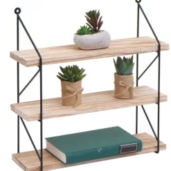 BERLINLODGE Wandregal HxBxT 40x40x13cm 3 Regalböden Metall Massiv-Holz Industrial Natur| Hängeregal Schweberegal Regal