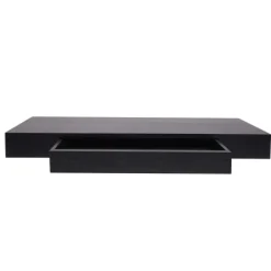 BERLINLODGE Wandregal HxBxT 8x80x25cm Schublade Massiv-Holz Schwarz| Schweberegal Wandboard Hängeregal Regal