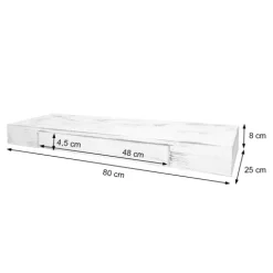 BERLINLODGE Wandregal HxBxT 8x80x25cm Schublade Massiv-Holz Weiß Schweberegal Wandboard Hängeregal Regal