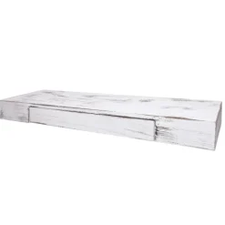 BERLINLODGE Wandregal HxBxT 8x80x25cm Schublade Massiv-Holz Weiß Schweberegal Wandboard Hängeregal Regal