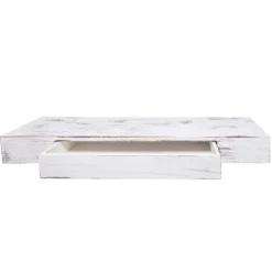 BERLINLODGE Wandregal HxBxT 8x80x25cm Schublade Massiv-Holz Weiß Schweberegal Wandboard Hängeregal Regal
