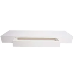 BERLINLODGE Wandregal HxBxT 8x80x25cm Schublade Massiv-Holz Weiß Schweberegal Wandboard Hängeregal Regal