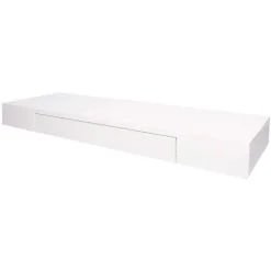 BERLINLODGE Wandregal HxBxT 8x80x25cm Schublade Massiv-Holz Weiß Schweberegal Wandboard Hängeregal Regal