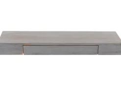BERLINLODGE Wandregal HxBxT 8x80x25cm Schweberegal Wandboard Hängeregal Regal Schublade Massiv-Holz Grau shabby