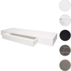 BERLINLODGE Wandregal HxBxT 8x80x25cm Schweberegal Wandboard Hängeregal Regal Schublade Massiv-Holz Braun shabby
