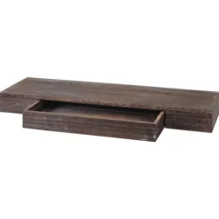 BERLINLODGE Wandregal HxBxT 8x80x25cm Schweberegal Wandboard Hängeregal Regal Schublade Massiv-Holz Braun shabby