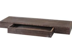 BERLINLODGE Wandregal HxBxT 8x80x25cm Schweberegal Wandboard Hängeregal Regal Schublade Massiv-Holz Braun shabby